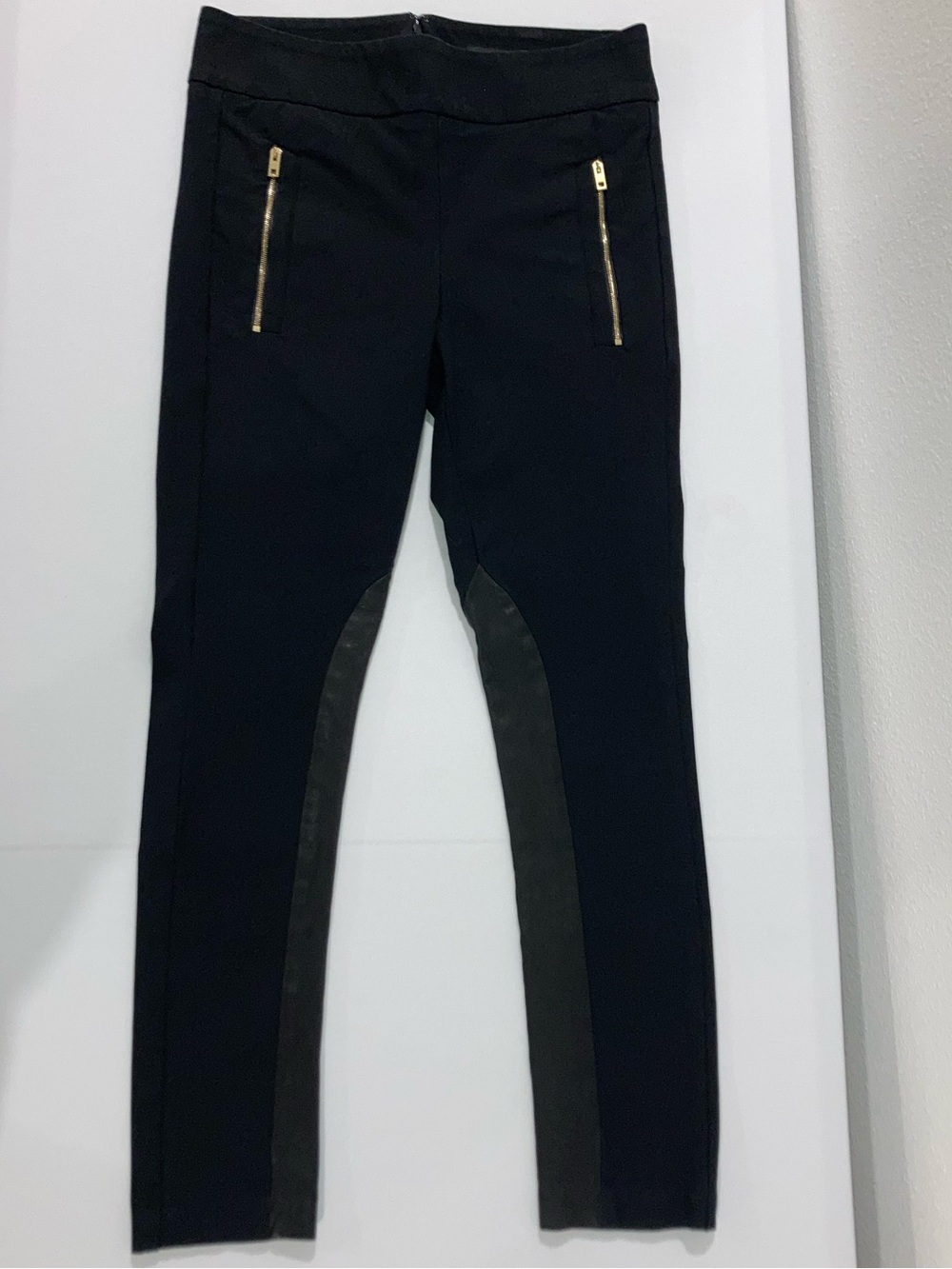 Rag & Bone Dino Zip Pocket Black Leather Panel Moto Pants Size 4